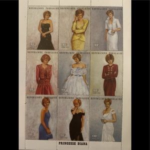 VINTAGE NINE PRINCESS DIANNA COMMEMORATIVE STAMPS